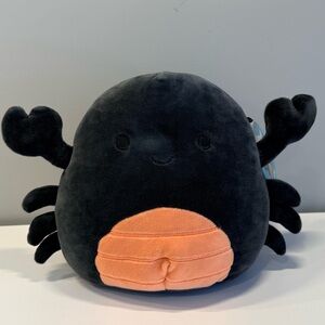 Brand New 8” Samanthe Squishmallows Black and Orange Crab Plush